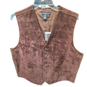 NWT VINTAGE The J. Peterman Company Brown Leather Vest Western RARE Find
